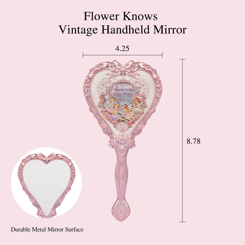 Flower Knows Midsummer Fairytales Hand Mirror Portable Vintage Handheld Mirror Durable Metal Mirror Cute & Aesthetic Princess Mirror with Long Handle for Easy Holding Gift for Girls(White Vanilla) - Image 2